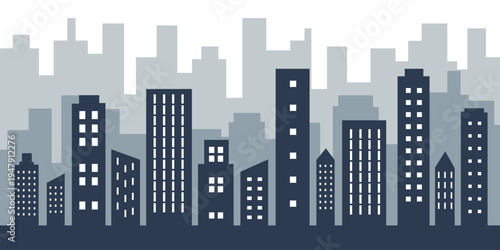 Cityscape Silhouette: A minimalist illustration captures the essence of a city skyline, featuring an array of buildings in varying heights.