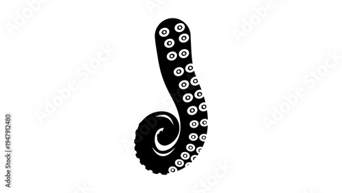 octopus tentacle  symbol, black isolated silhouette