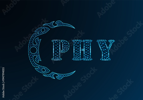 Low poly letter logo PHY design. PHY letter logo low poly vector design on blue color gradient background. PHY logo low poly design