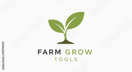 Green leaf sprout logo design element.