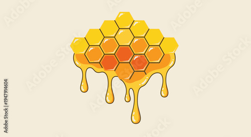 Honeycomb with dripping golden honey 1.