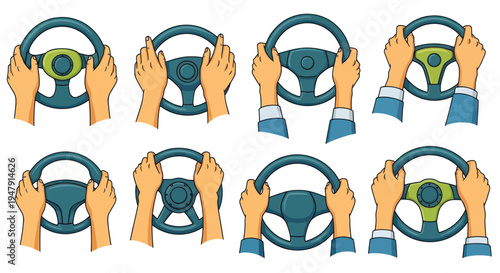 Hands Steering Wheel Collection: Driving Control and Vehicle Operation