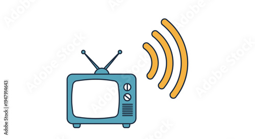 Retro Television Set with Antenna.