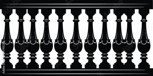 Black balustrade with white background railing fence decorative