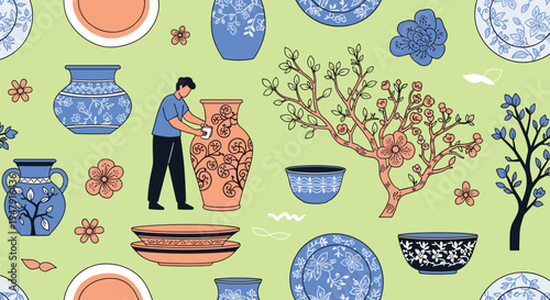 Date and pastry characters holding umbrellas and smiling in the rain with autumn leaves falling under a sweets banner.