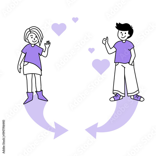 Meeting of two young people and their paths intertwined thanks to fate