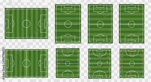 Collection of Soccer Field Layouts for Game Strategy and Design.