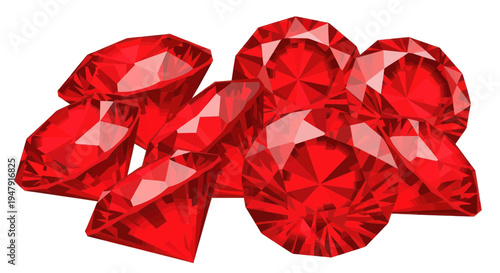 Pile of Brilliant Red Gemstones - Luxury and Wealth Concept