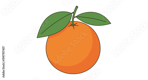 Fresh orange fruit with green leaves 1.