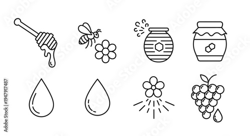 Honey bee honeycomb and honey drips.