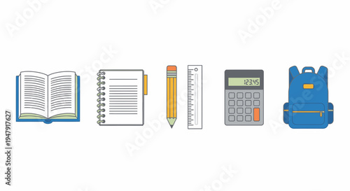 School supplies on a table 10.