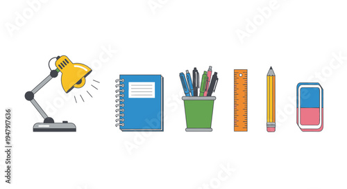 School supplies on a table closeup 1.