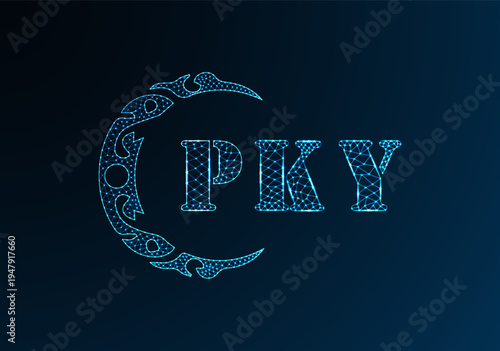 Low poly letter logo PKY design. PKY letter logo low poly vector design on blue color gradient background. PKY logo low poly design