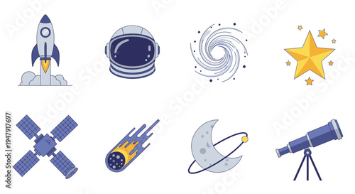 Space exploration rocket and astronomy.