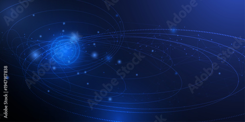 Vector Abstract futuristic technology background. Modern digital cyberspace with technology element, fractal datum lines, chaos of molecule and wave patterns. Futuristic, dark science space background