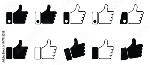 Thumb up icon set. Finger up symbol. like symbol. vector illustration