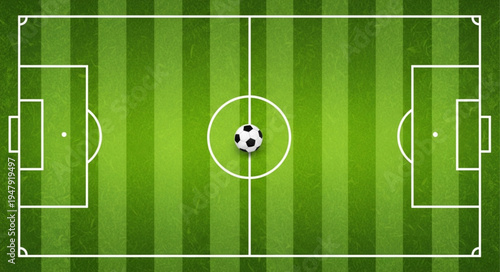 Overhead View of Soccer Ball on Green Field.