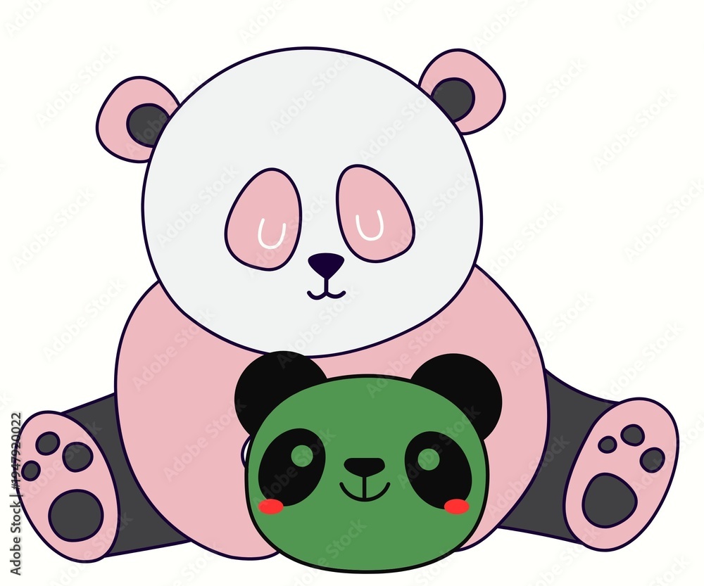 Fototapeta premium Cute Panda Icon Vector – Minimal Panda Bear Face, Cartoon Animal Logo Illustration