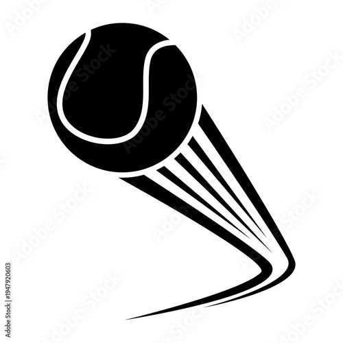 Tennis ball icon vector. Tennis Illustration sign. Tennis ball in flight symbol. Sport logo.
