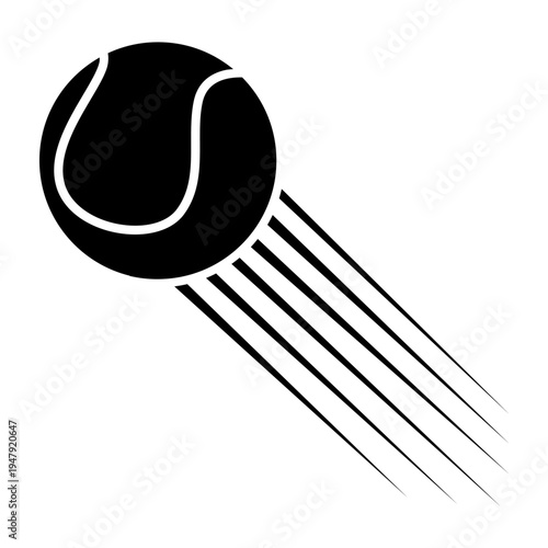 Tennis ball icon vector. Tennis Illustration sign. Tennis ball in flight symbol. Sport logo.