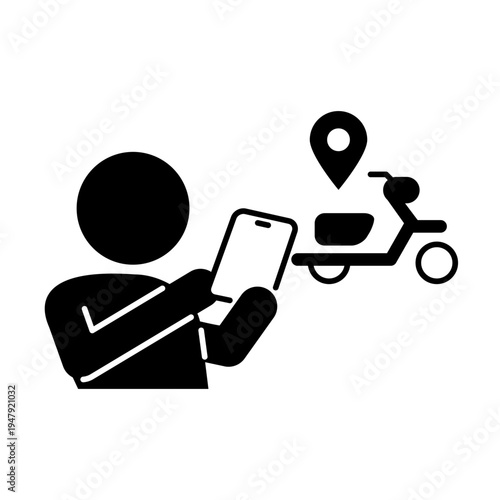 スマホでデリバリーを注文している人のアイコン