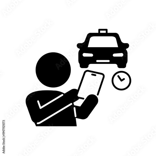 スマホでタクシーの配車予約をしている人のアイコン