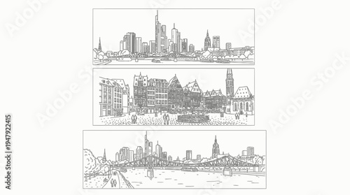 Frankfurt Cityscape Sketches Iconic Landmarks and Views