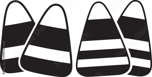 Black and White Candy Corn Icons for Halloween Party Decorations or Treats with Trick Or Treat with Food Icon with Seasonal Icon with Holiday Icon with Sweet Icon