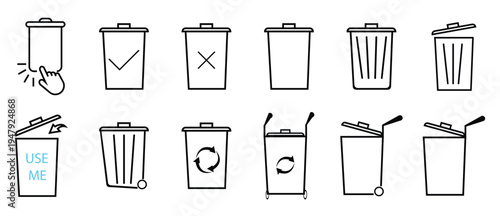 Trash icons set. Dust bin sign collection. Delete icon set.  vector illustration