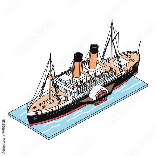 Vintage Style Paper Cut Ship Model.