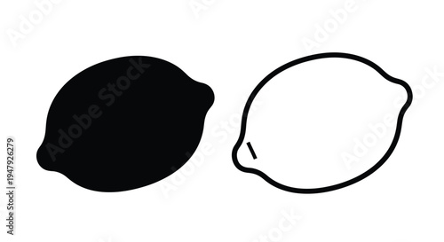 Two lemons one filled and one outlined a striking silhouette