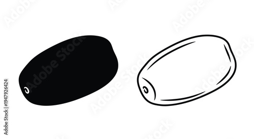 Two date fruits one solid and one line art a striking silhouette