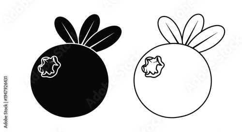 Two stylized citrus fruits one a dark bold silhouette