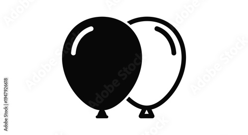 Two black balloons with white highlights a simple graphic silhouette
