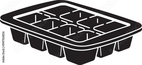 Ice Cube Tray Icon with Grid Compartments, Household Freezer Tool