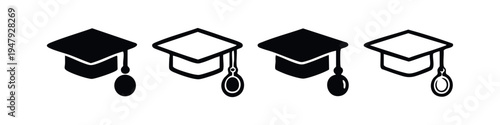 Graduation Mortarboard Icon with Tassel, Academic Success and Milestone Graphic