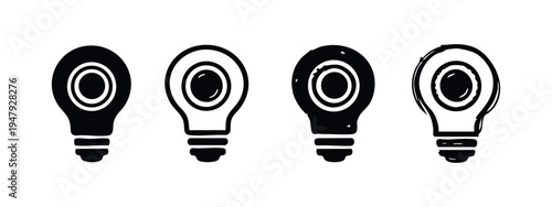 Idea Lightbulb Icon Set, Innovation and Creativity Symbol for Concepts and Solutions