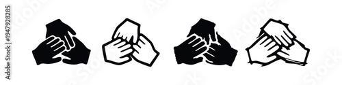 Group Hands Teamwork and Cooperation Icons, Unity and Collaboration Partnership Symbol
