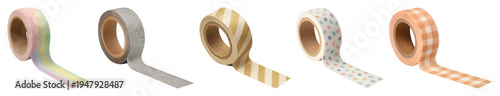 PNG Colorful decorative washi tape rolls on transparent background