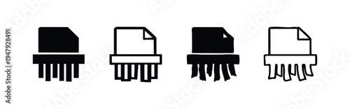 Paper Shredder and Document Destruction Icons Set for Data Privacy and Security