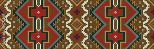 Seamless Aztec geometric pattern design knitted sweater.