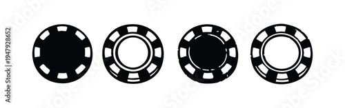 Casino Chip Icon Set. Gambling, Poker, and Betting Game Vector Illustrations.