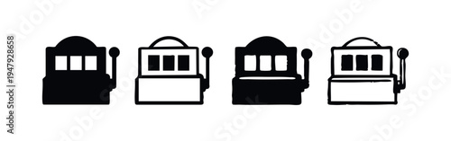 Slot Machine Icon Set. Casino, Gambling, and Luck Game Vector Illustrations.