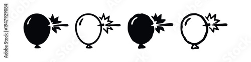 Hand-Drawn Popping Balloon Icon Set