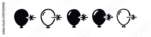 Hand-Drawn Bursting Balloon Impact Icon Collection