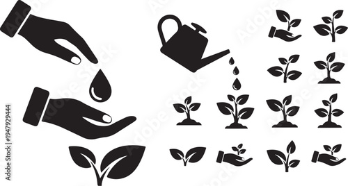 Nurturing Growth with Care and Watering Plants Silhouette