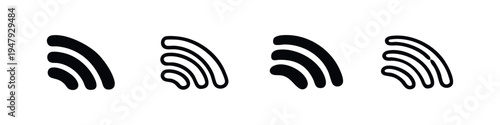 Wireless Signal Waves Icon Set - Wi-Fi, Network, and Connectivity Symbols in Vector