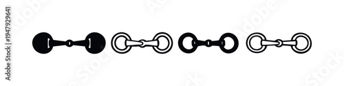 Equestrian Horse Bit Icons Set for Riding Equipment and Animal Control