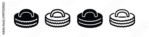 Curling Stone Weight Doodle Icon Set in Four Styles