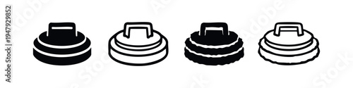 Abstract Curling Stone Weights Doodle Icon Set